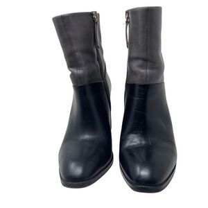 Aldo Womens Colorblock Leather Block Heel Catheryn Ankle Boots Black & Gray Sz 8